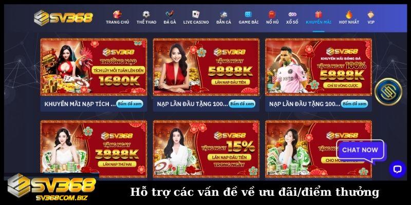 Liên hệ SV368 như thế nào? Các vấn đề được hỗ trợ 2 Hỗ trợ các vấn đề về ưu đãi/điểm thưởng