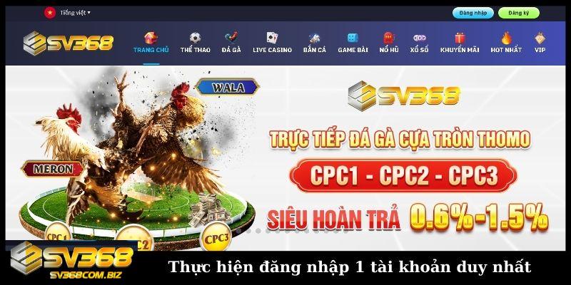 Hướng dẫn đăng nhập SV368 đơn giản - nhanh chóng nhất 4 Thực hiện đăng nhập 1 tài khoản duy nhất